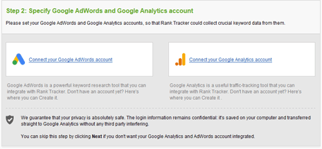 Integrate Rank Tracker with Google Analytics and Keyword Planner