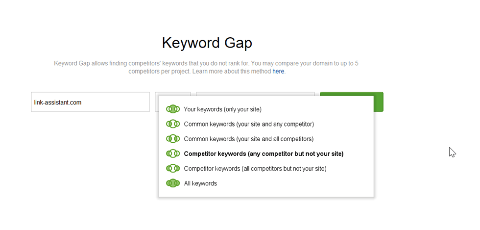 Choose Keyword Gap tool